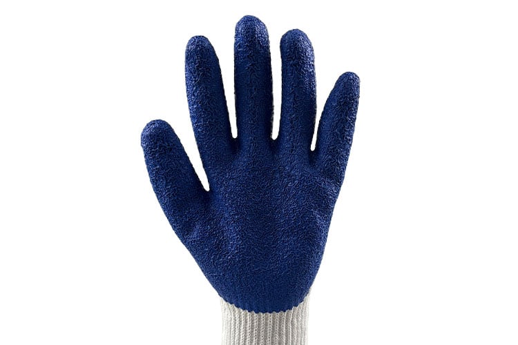 The wrinkled texture of latex gloves